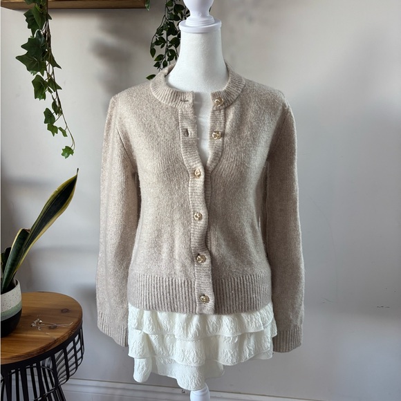 Abercrombie & Fitch Sweaters - Abercrombie & Fitch Cream Crewneck Button Cardigan